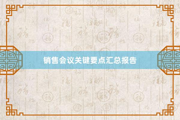 销售会议关键要点汇总报告